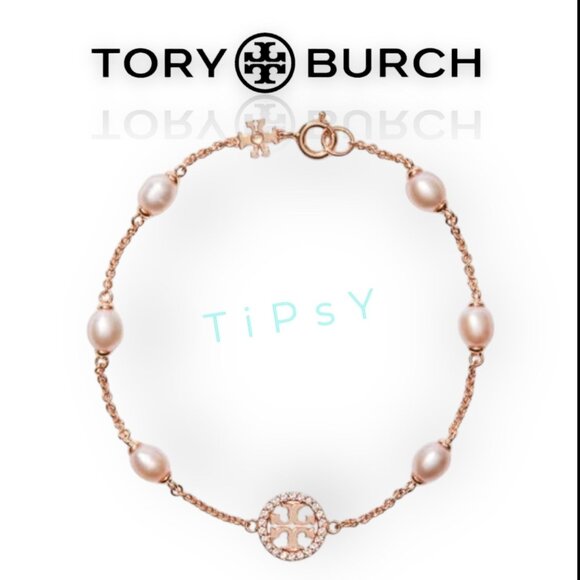 Beautiful Tory Burch Rose Gold & Pearl Pave Bracelet - Picture 1 of 3